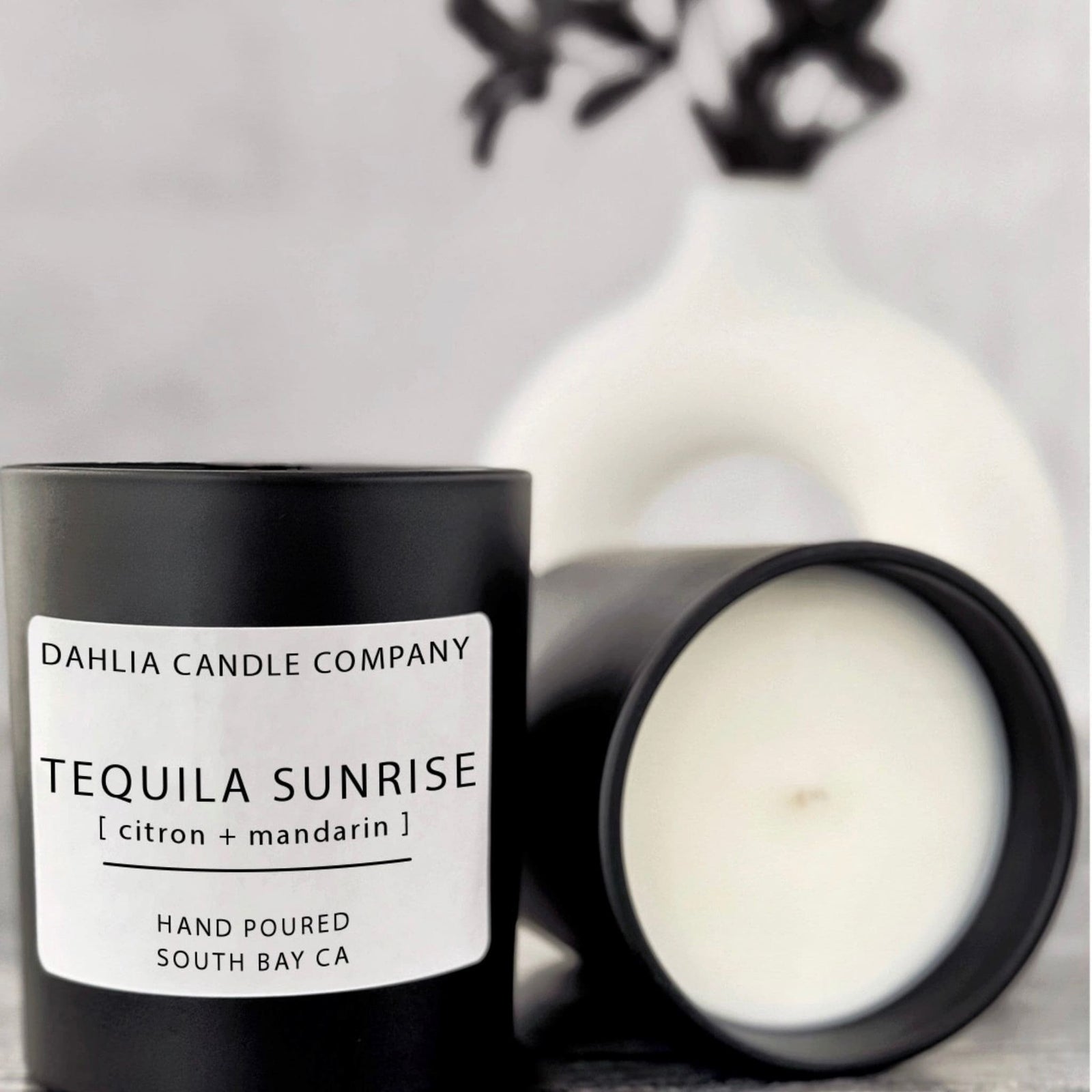 Tequila Sunrise candle with tangy citron and sweet mandarin, capturing the bright, citrusy energy of sunrise.