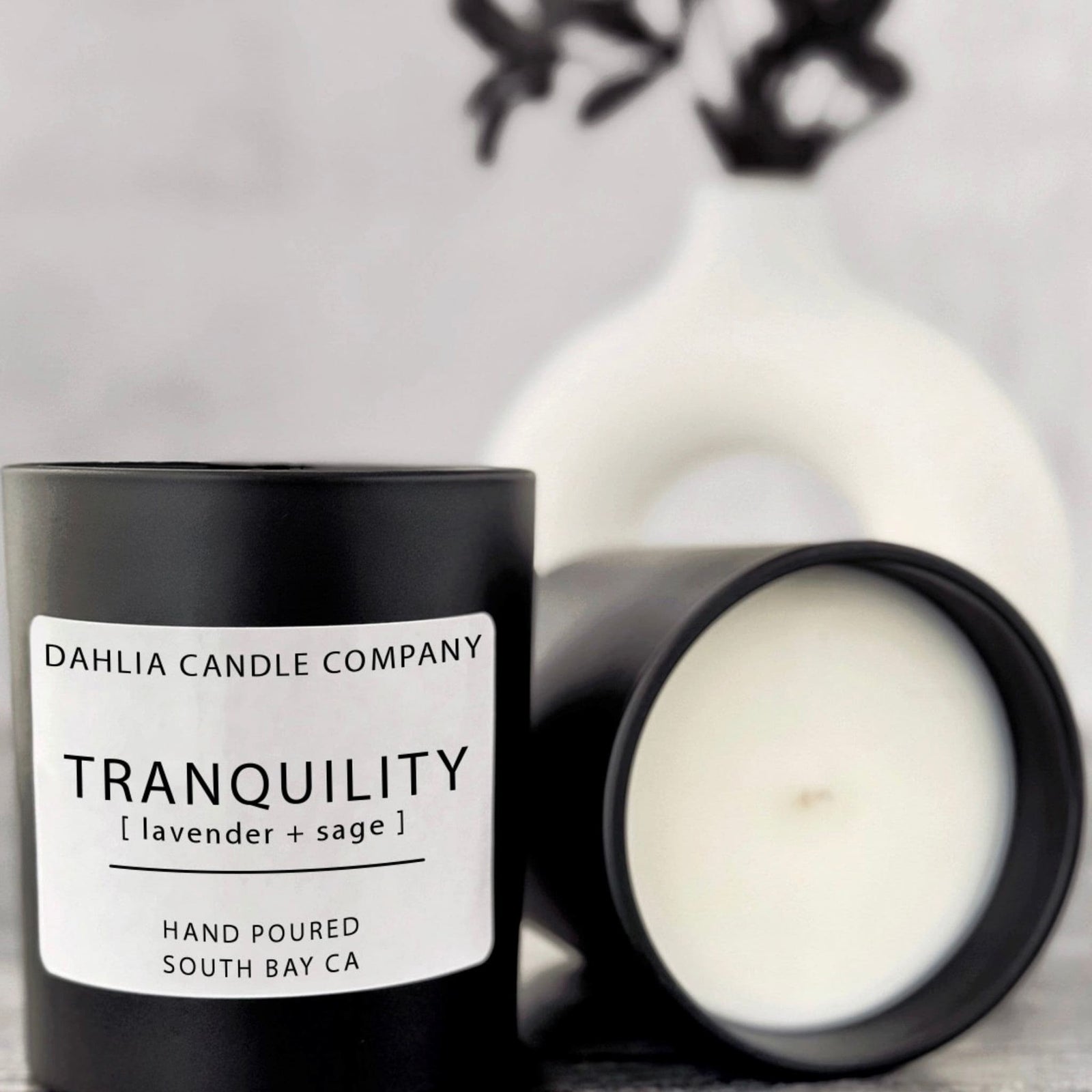 Tranquility candle with calming lavender and earthy sage, perfect for relaxation and mindfulness.